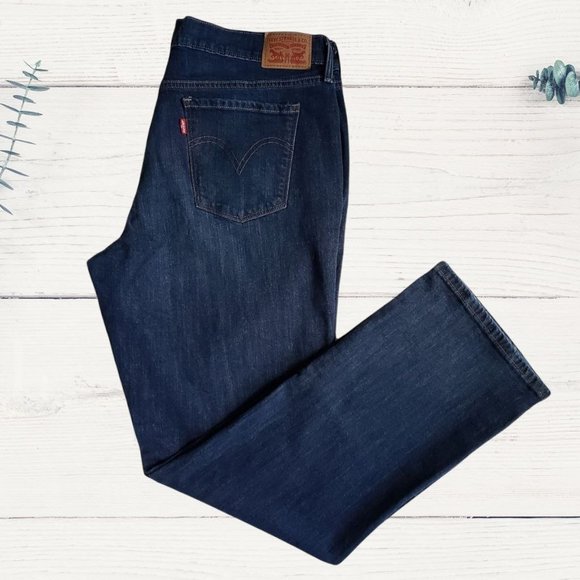 Levi Strauss 505 Straight Leg Dark Wash Jeans - 8 - Picture 2 of 4